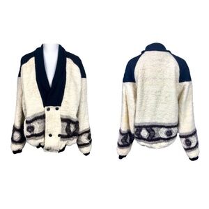 Vintage Wool Sweater Jacket Southwestern 50's Clothing | Large Sweater Jacket